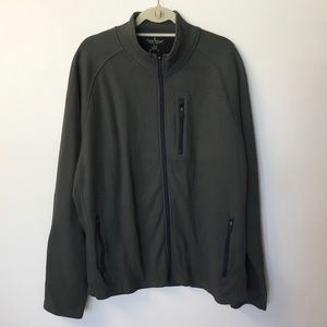 NWT Tailor Vintage Full Zip Waffle Bonded Fleece Jacket - Forest Green - XL